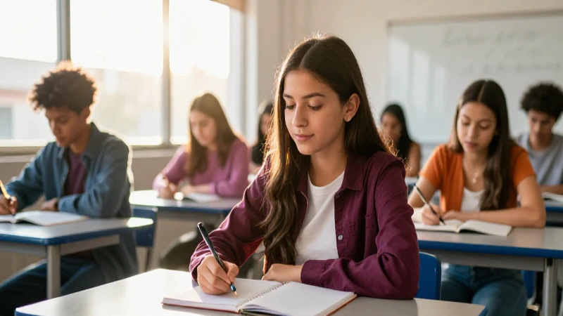 Estudiante mexicano diverso estudiando con luz dorada