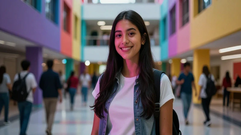 Estudiante mexicano en moderna universidad dramática