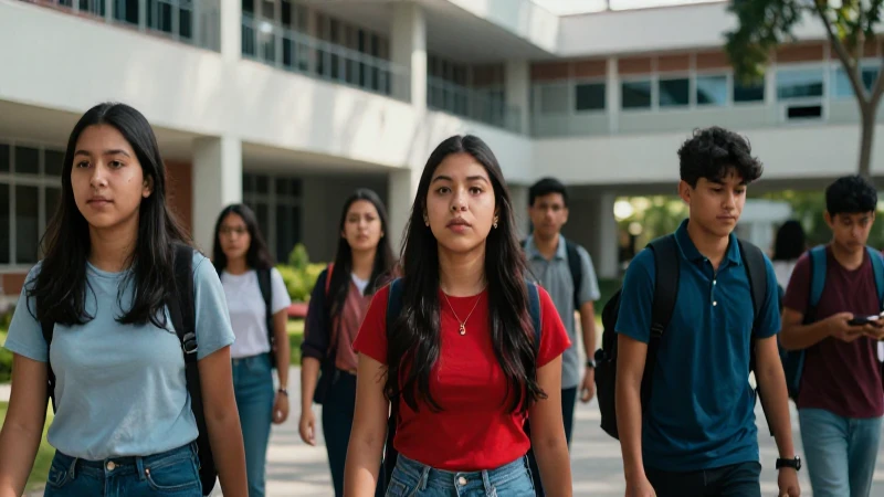 Estudiantes mexicanos vibrantes en universidad moderna
