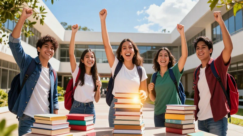 Estudiantes mexicanos celebran éxito en campus vibrante
