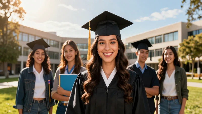 Joven mexicana en graduación bajo la luz dorada