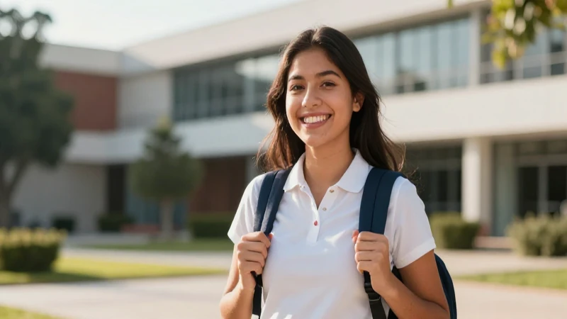 Estudiante mexicano feliz y exitoso en campus