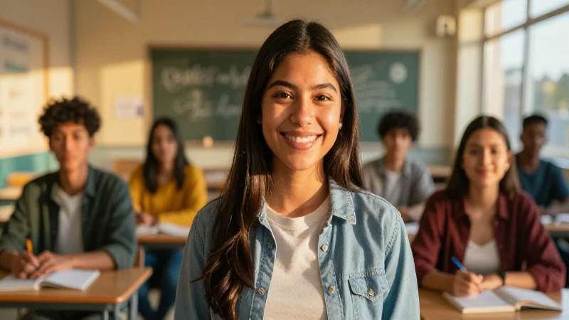 Retrato vibrante de estudiante mexicano sonriente