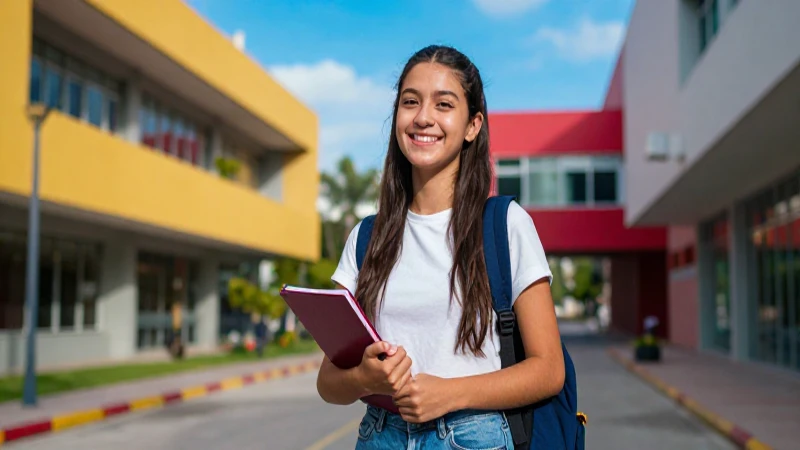 Estudiante mexicano universitario con colores vibrantes
