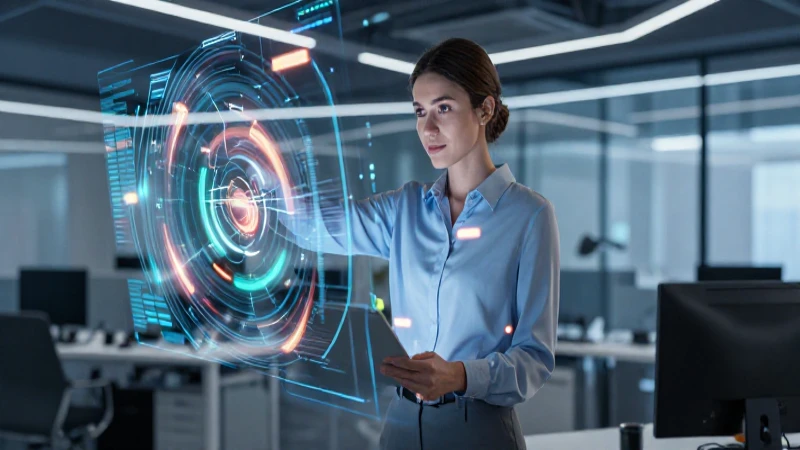 Profesional con datos en oficina moderna