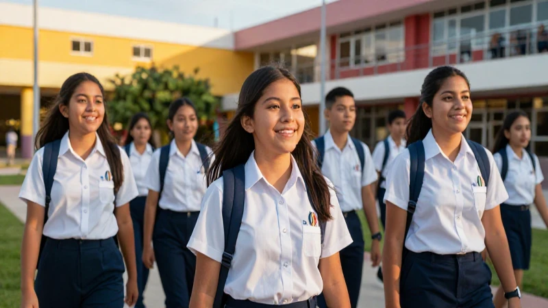 Estudiantes mexicanos alegres promueven el éxito académico