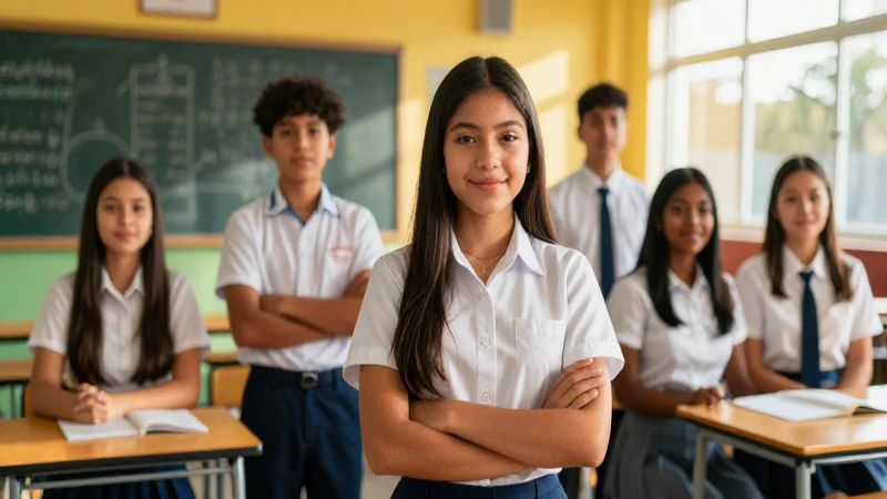 Alumnos mexicanos confiados en aula moderna