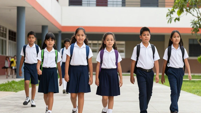 Estudiantes mexicanos en una escuela moderna