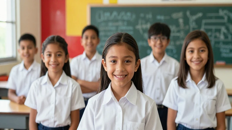 Niños mexicanos sonríen en un aula moderna