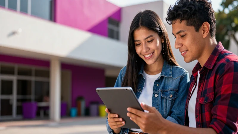 Cuáles son las opciones de estudios disponibles los sábados 7 Estudiante mexicano con tablet en campus vibrante