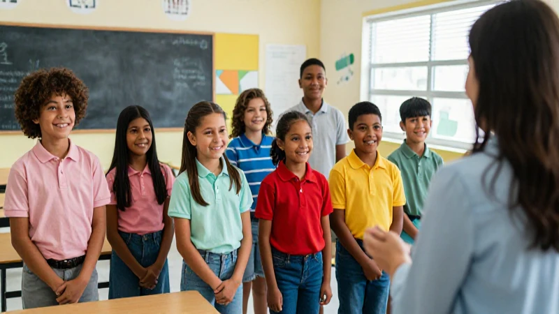 Niños mexicanos alegres en aula moderna