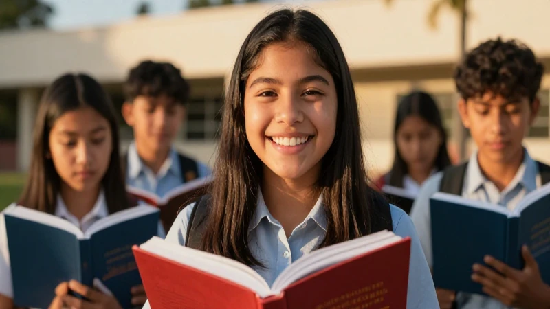 Estudiante mexicano sonriente en campus moderno