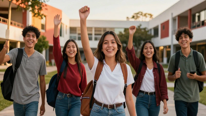 Jóvenes mexicanos celebrando logro universitario