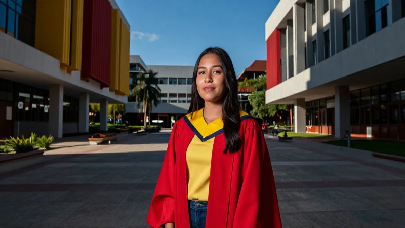Estudiante mexicana moderna con estilo cinematográfico