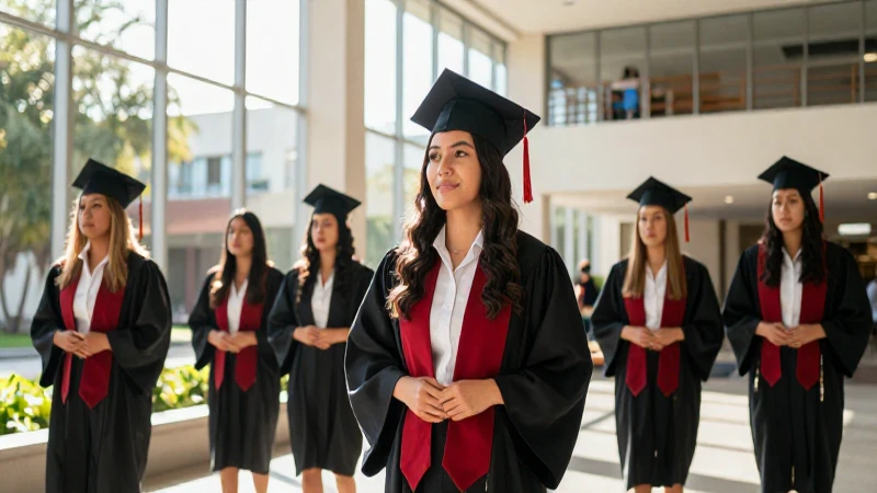 Joven mexicano graduado en campus moderno