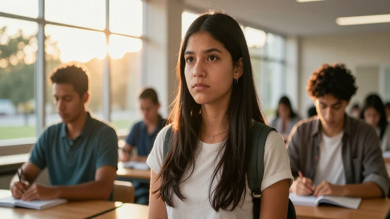 Estudiante mexicano bajo luz dorada
