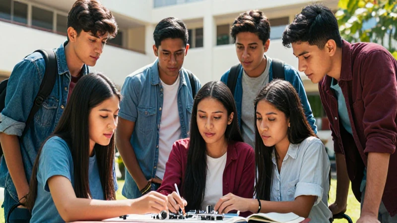 Estudiantes mexicanos colaboran en tecnología avanzada. (6 palabras)