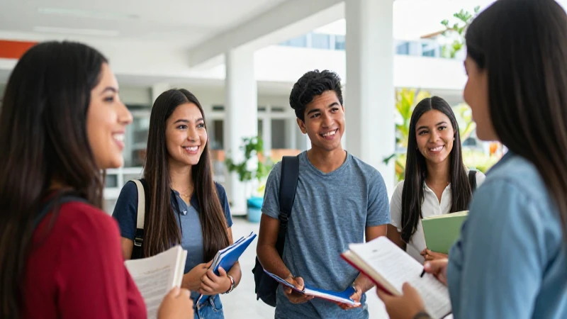Estudiantes mexicanos felices reciben guía universitaria
