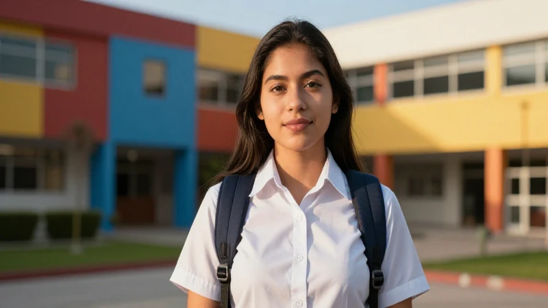 Estudiante mexicano seguro en uniforme escolar