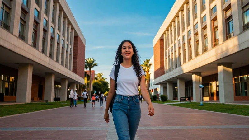 Estudiante mexicano en campus español moderno