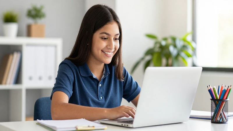 Estudiante mexicano exitoso trabaja con laptop en un estudio moderno