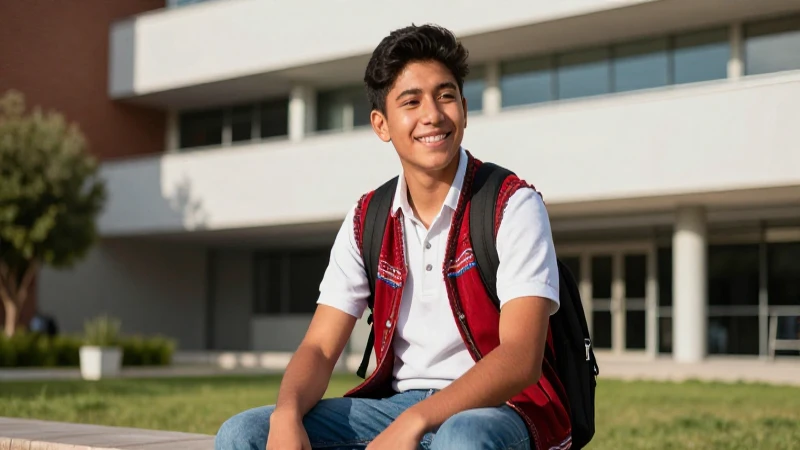 Estudiante mexicano joven sonríendo en campus universitario