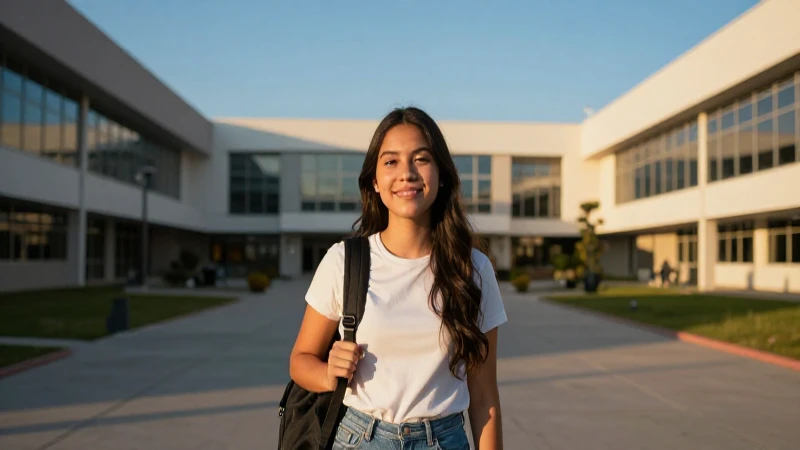 Joven mexicana sonríe en el campus