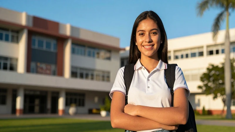 Estudiante mexicano exitoso en campus universitario