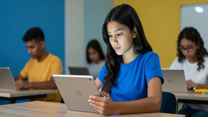 Estudiante mexicana en entorno digital moderno