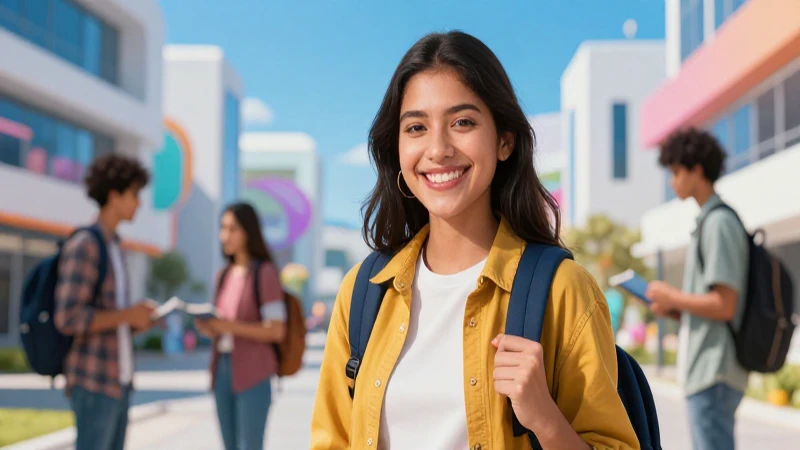 Estudiante mexicano triunfa con sonrisa en campus vibrante