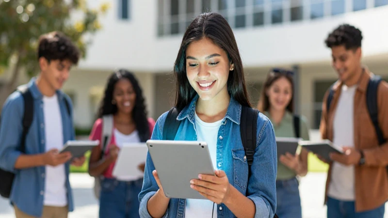 Estudiante mexicano sonriente en campus universitario moderno