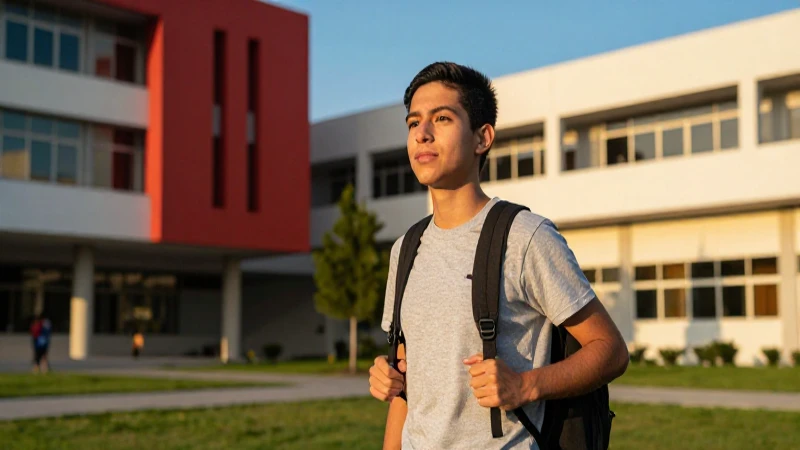 Estudiante mexicano en campus cinemático