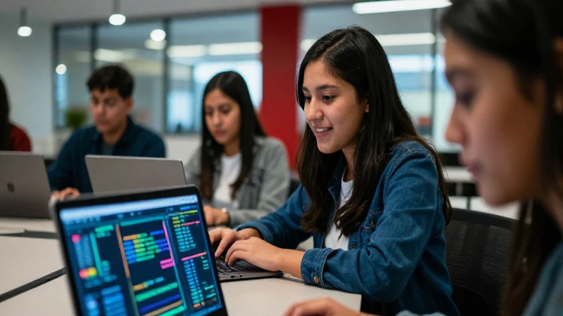 Campus moderno con mexicanos aprendiendo optimistas