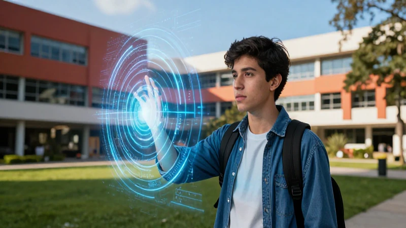 Estudiante mexicano frente a portal digital