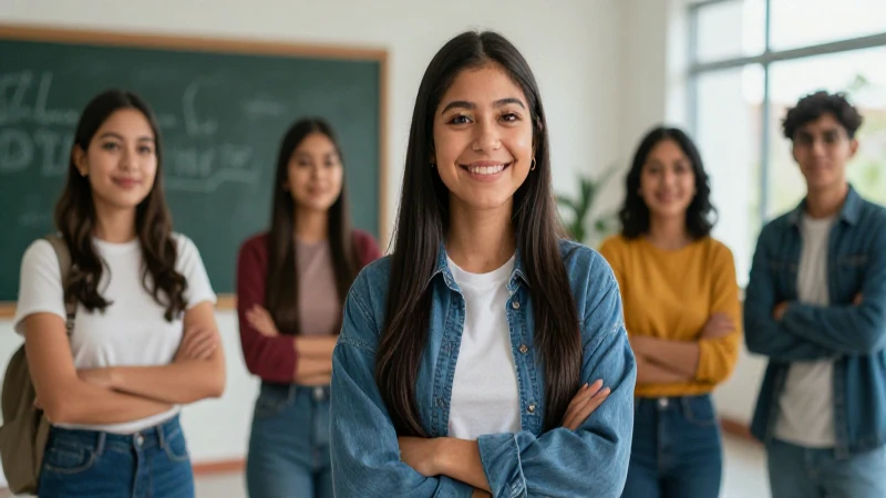 Foto vibrante de estudiante mexicano moderno