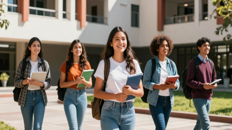 Estudiante mexicano en campus universitario vibrante