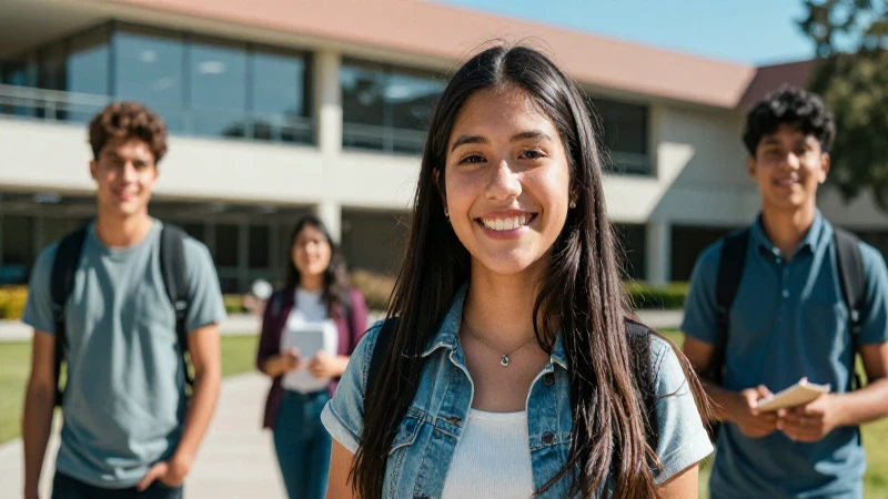 Estudiante mexicano sonriente en campus universitario