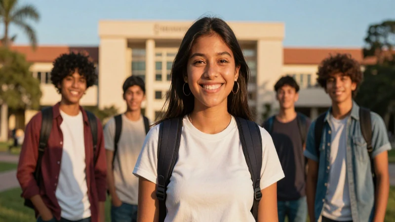 Joven mexicano sonríe, buscando éxito académico