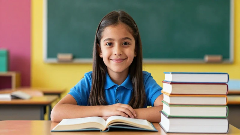 Estudiante mexicano sonriente en un aula moderna y colorida