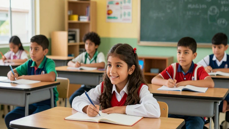 Éxito escolar mexicano en un aula moderna