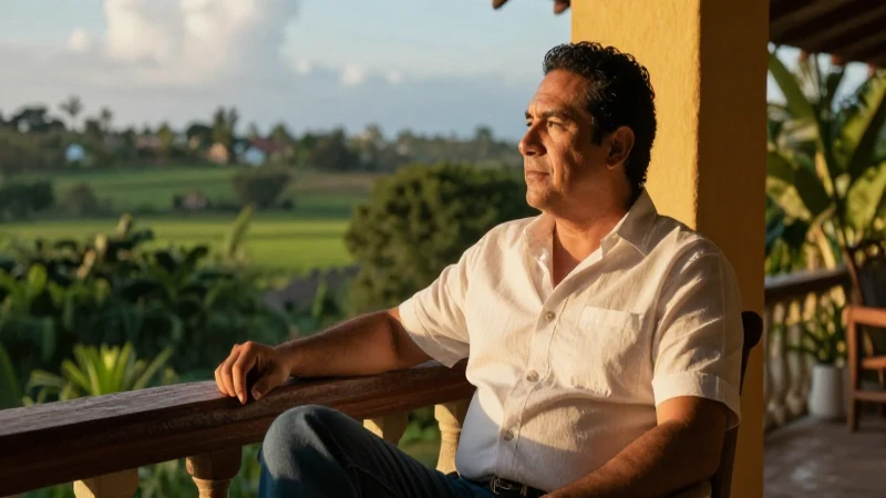 Hombre mexicano relajado bajo luz dorada