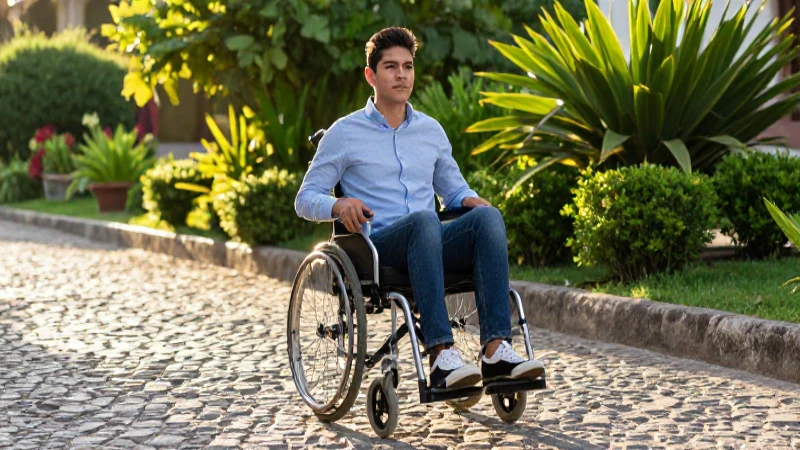 Joven mexicano en silla, luz dorada, camino vibrante