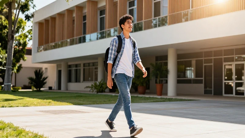 Estudiante mexicano en campus, fotografía vibrante