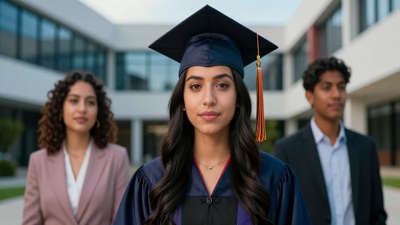 Retrato fotorealista de joven mexicana graduada