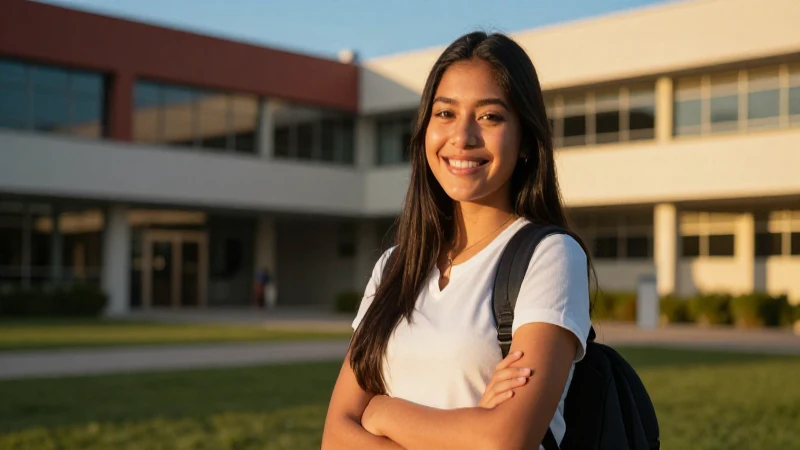 Estudiante mexicano universitario, luz dorada e intensa