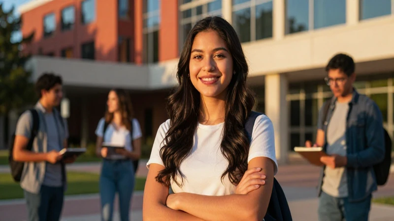 Estudiante mexicano sonriente bajo sol dorado