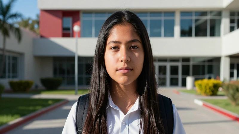 Estudiante mexicano enfocado en campus moderno