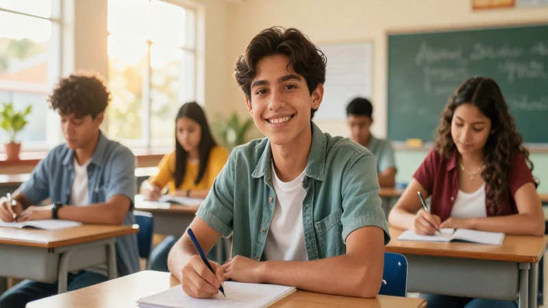 Estudiante mexicano sonriente en entorno académico