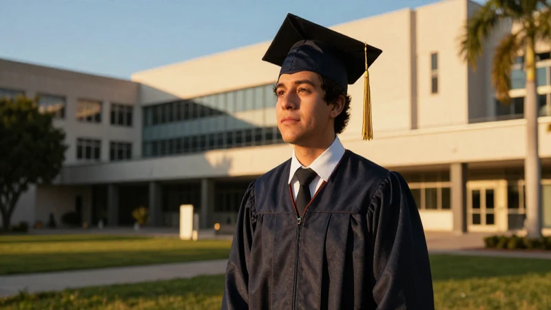 Estudiante mexicano en campus con luz dorada