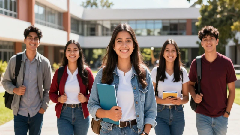 Estudiantes mexicanos felices celebrando éxito universitario